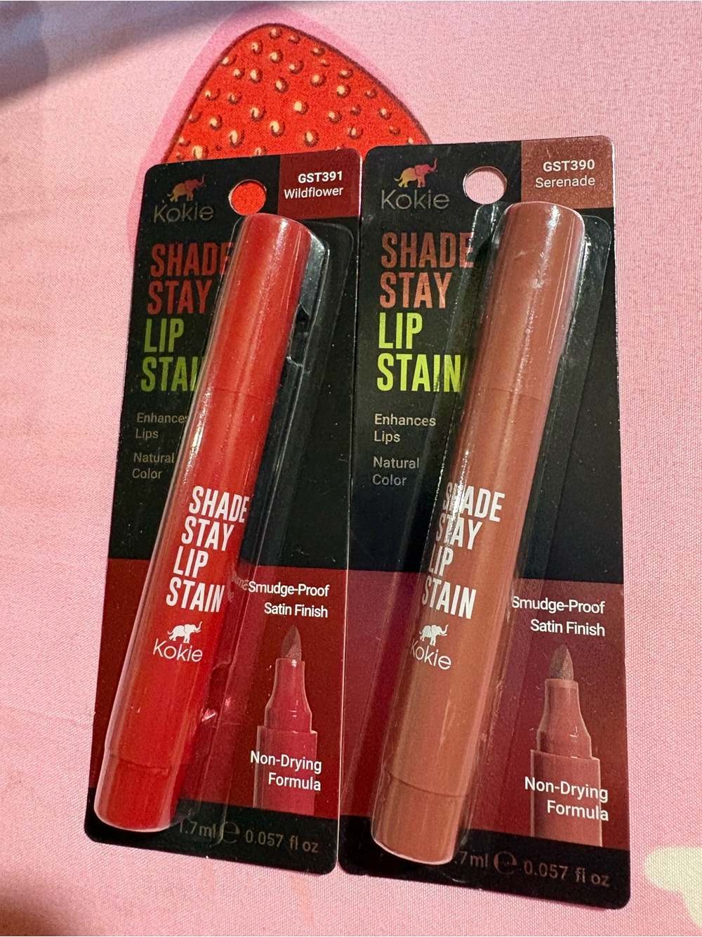 Kokie Shade Stay Lip Stain - Wildflower Red & Serenade Brown